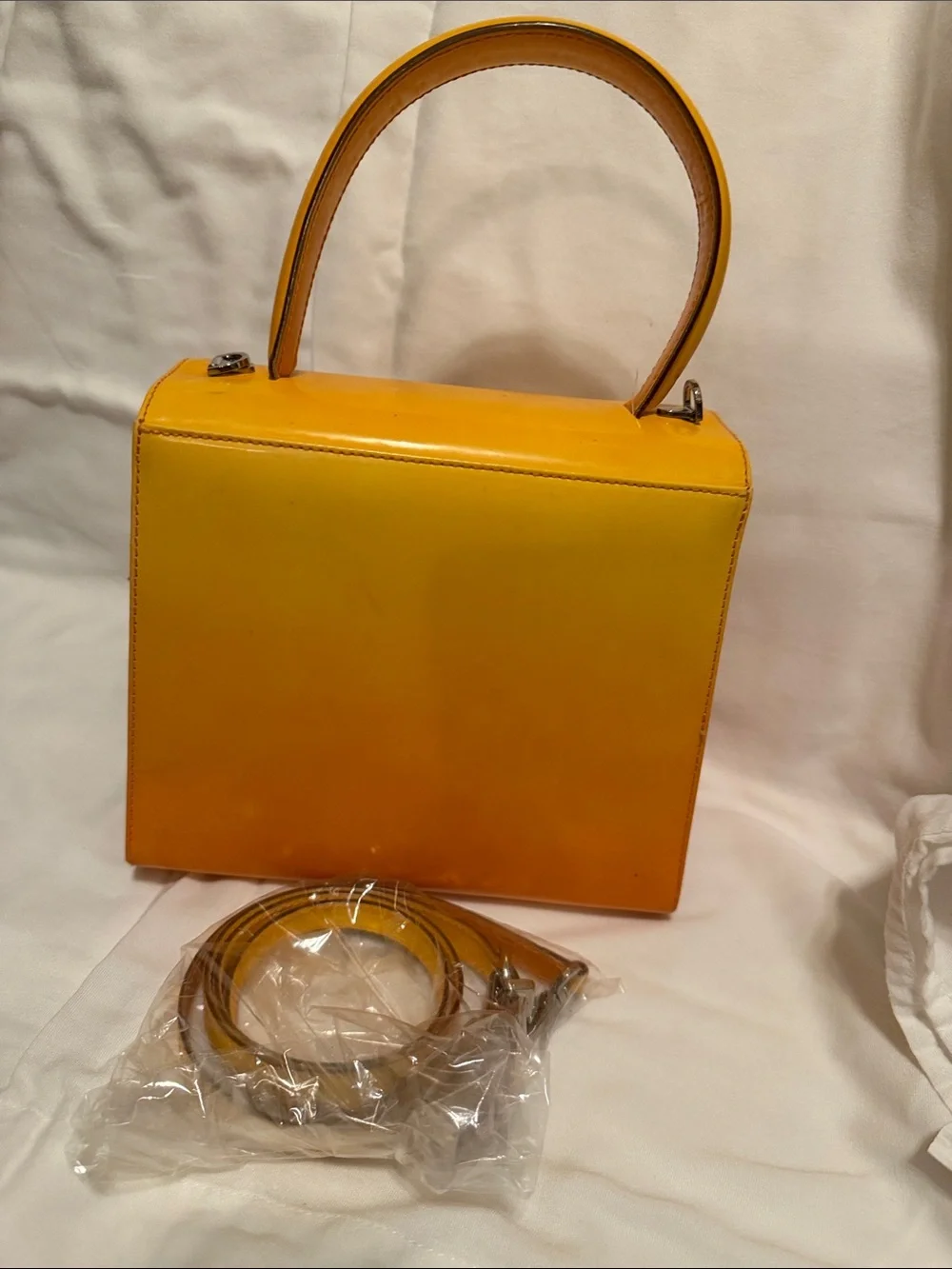 Elegant Salvatore Ferragamo Yellow Top-Handle Leather Bag